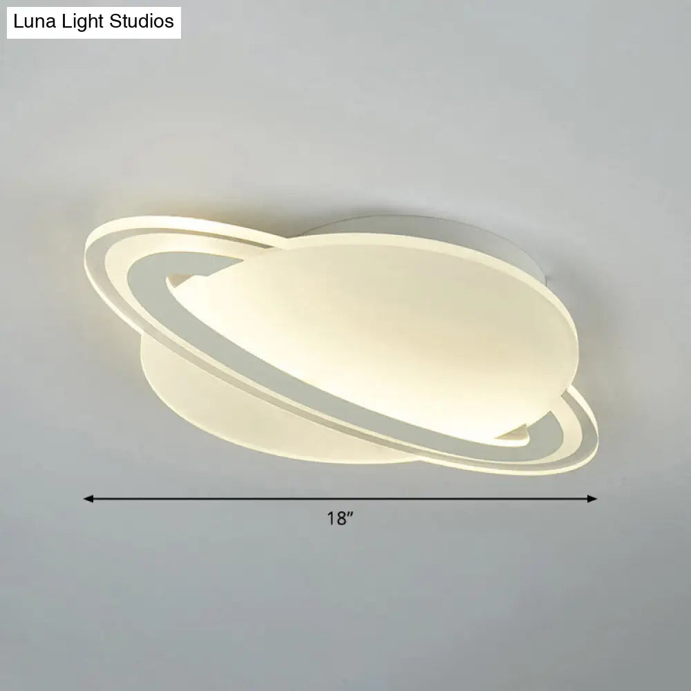 Kids White Led Ceiling Mount Light With Unique Planet Shape For Bedrooms / 18 Warm