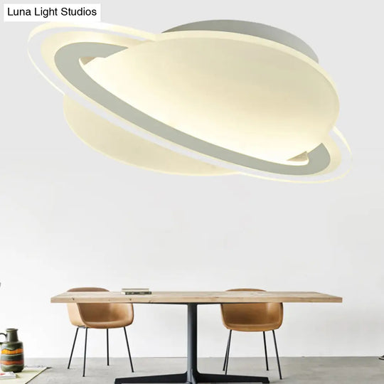 Kids White Led Ceiling Mount Light With Unique Planet Shape For Bedrooms