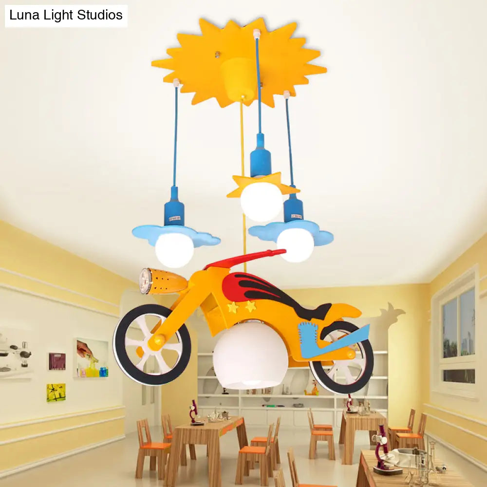 Kids Yellow Cartoon Hanging Pendant Light For Game Room Or Bedroom