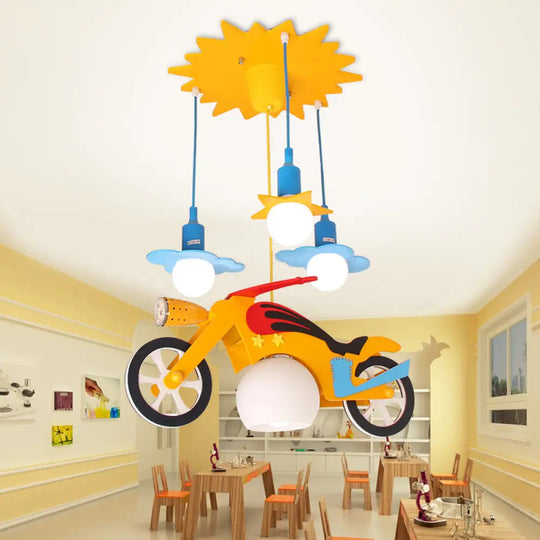 Kids Yellow Cartoon Hanging Pendant Light For Game Room Or Bedroom