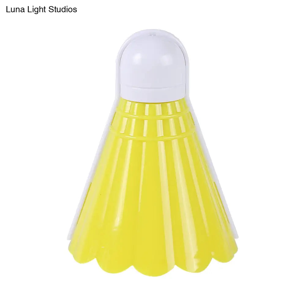 Kids Yellow Led Night Lamp For Bedroom Decor With Badminton Ball Plug Wall Design