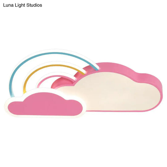 Kindergarten Ceiling Mount Led Light With Cloud And Rainbow Cartoon Design Pink / 19.5 White