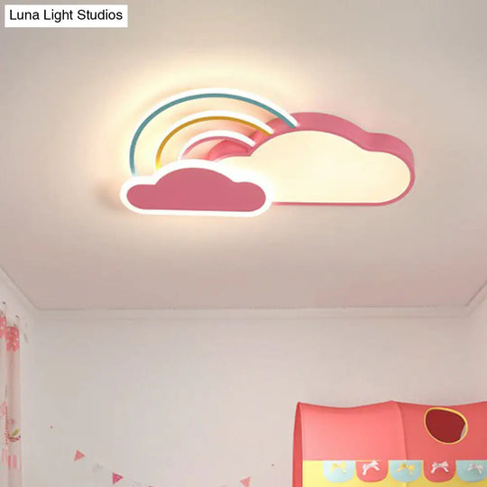 Kindergarten Ceiling Mount Led Light With Cloud And Rainbow Cartoon Design Pink / 19.5 Third Gear