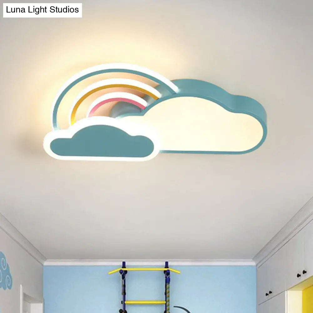 Kindergarten Ceiling Mount Led Light With Cloud And Rainbow Cartoon Design Blue / 19.5 Third Gear