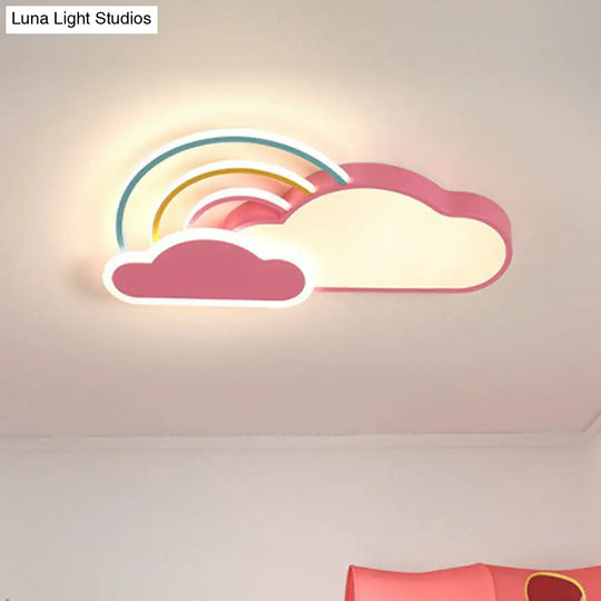 Kindergarten Ceiling Mount Led Light With Cloud And Rainbow Cartoon Design