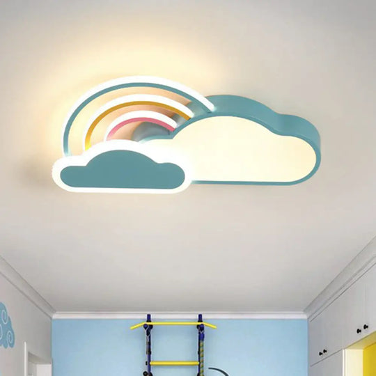 Kindergarten Ceiling Mount Led Light With Cloud And Rainbow Cartoon Design Blue / 19.5’ Third Gear