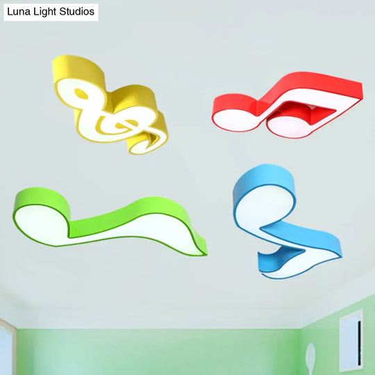 Kindergarten Flush Ceiling Light - Music Note Acrylic Led Cartoon Fixture