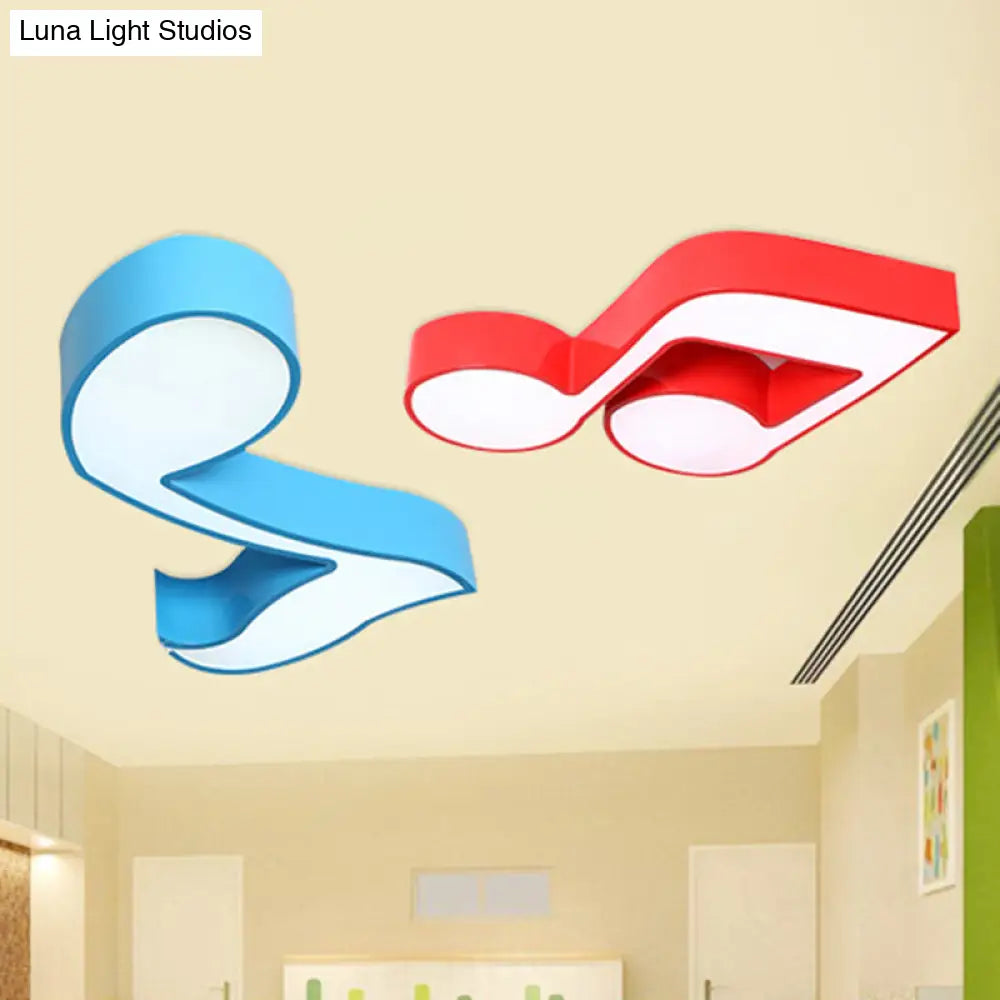 Kindergarten Flush Ceiling Light - Music Note Acrylic Led Cartoon Fixture