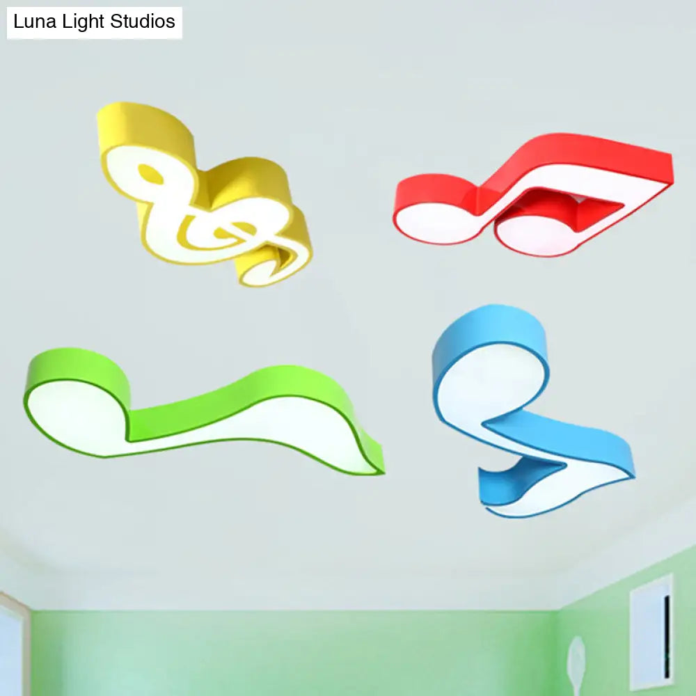 Kindergarten Flush Ceiling Light - Music Note Acrylic Led Cartoon Fixture