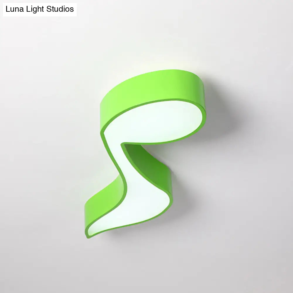 Kindergarten Flush Ceiling Light - Music Note Acrylic Led Cartoon Fixture Green