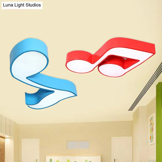 Kindergarten Flush Ceiling Light - Music Note Acrylic Led Cartoon Fixture