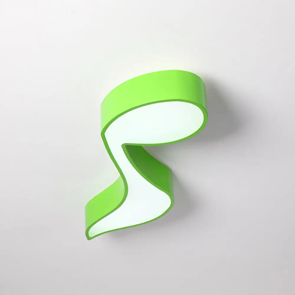 Kindergarten Flush Ceiling Light - Music Note Acrylic Led Cartoon Fixture Green