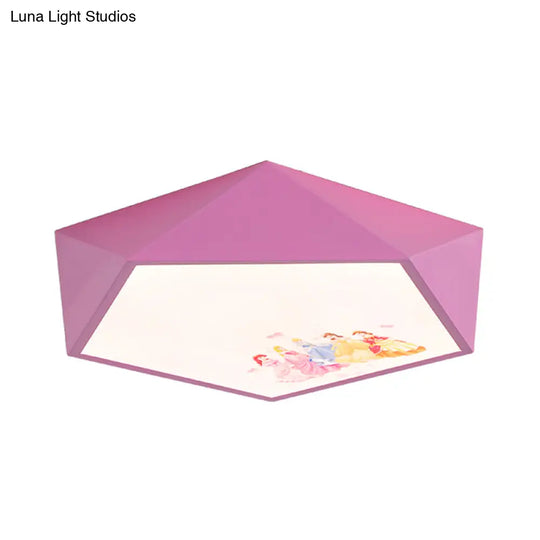 Kindergarten Flush Mount Ceiling Light - Pink Acrylic Cartoon Geometry Shape