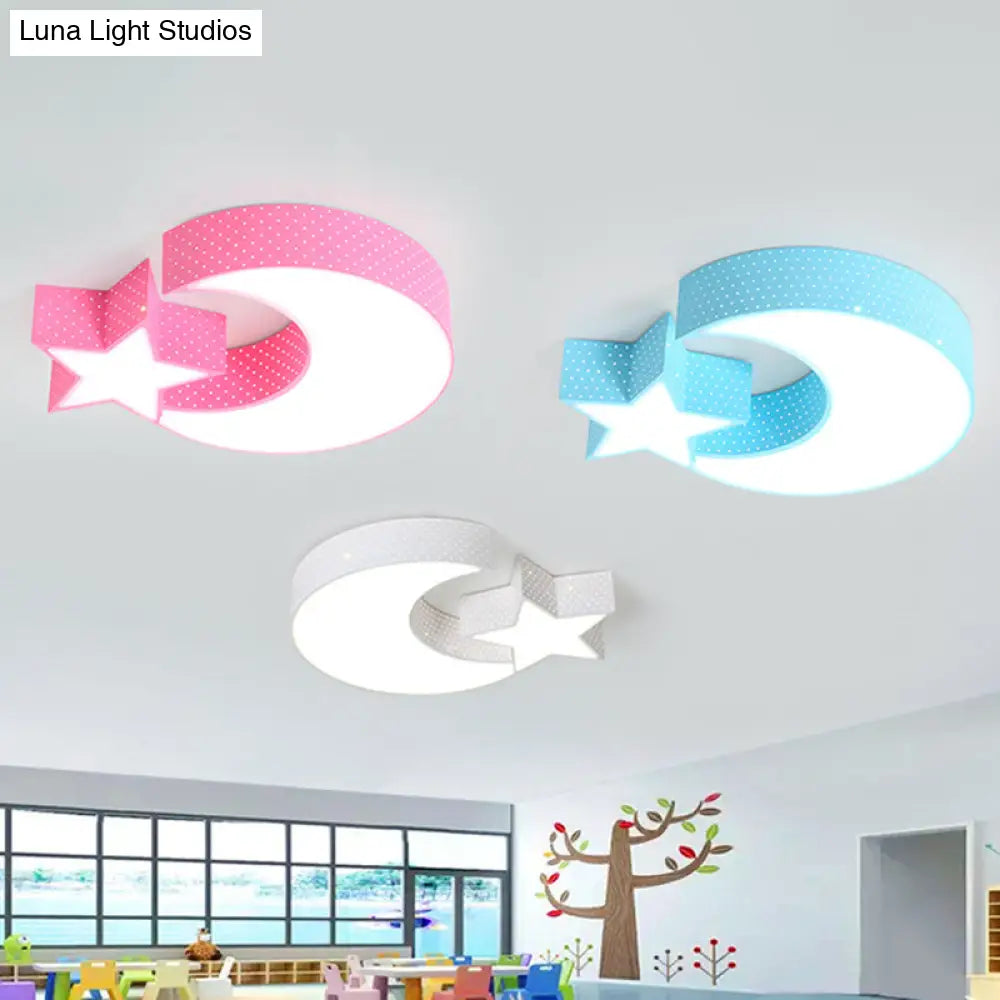 Kindergarten Led Ceiling Light With Moon And Star Design