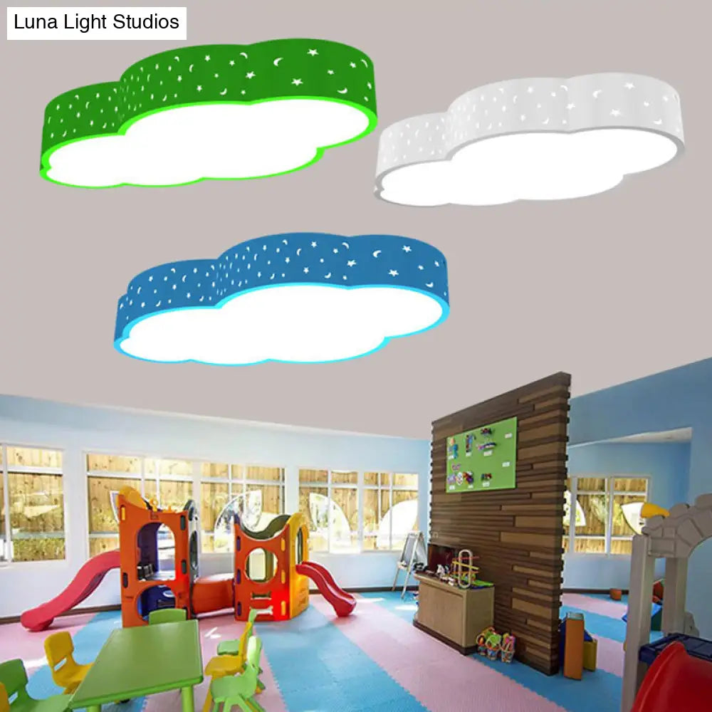 Kindergarten Led Flushmount Ceiling Light - 18/20.5 W Cloud Acrylic Shade White/Yellow/Blue