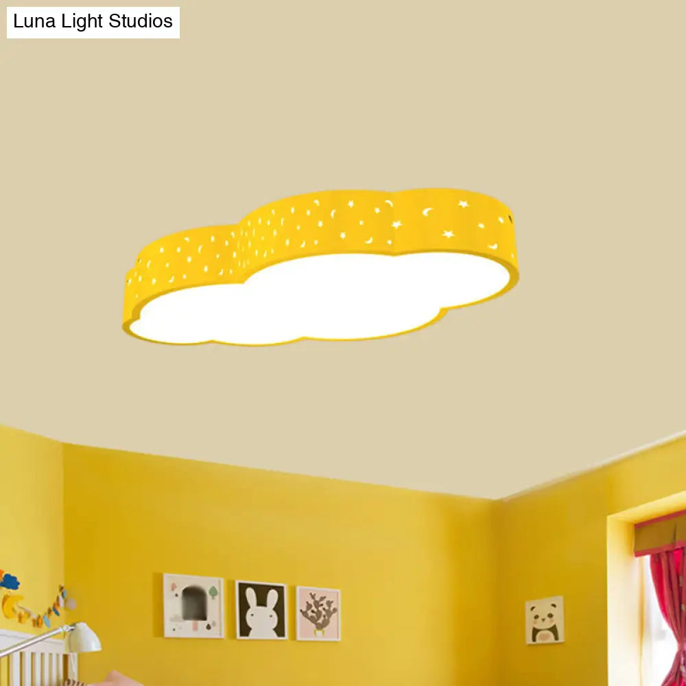 Kindergarten Led Flushmount Ceiling Light - 18/20.5 W Cloud Acrylic Shade White/Yellow/Blue