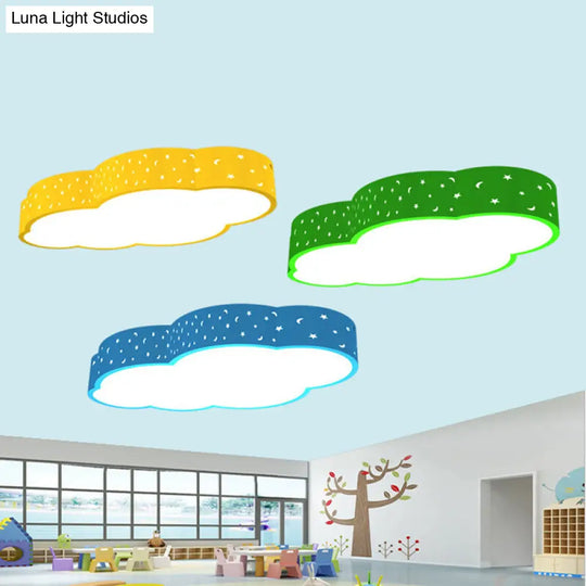 Kindergarten Led Flushmount Ceiling Light - 18/20.5 W Cloud Acrylic Shade White/Yellow/Blue