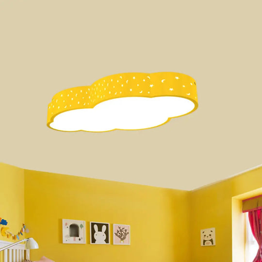 Kindergarten Led Flushmount Ceiling Light - 18’/20.5’ W Cloud Acrylic Shade White/Yellow/Blue