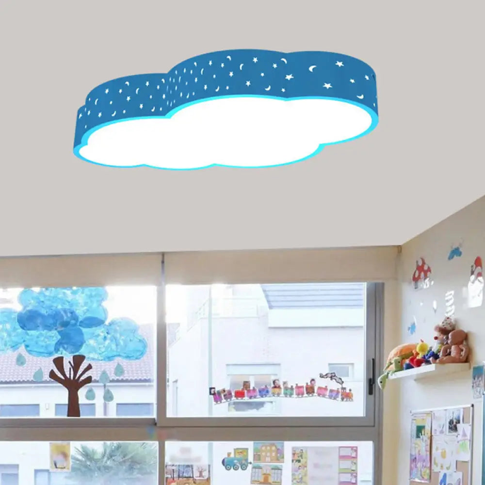 Kindergarten Led Flushmount Ceiling Light - 18’/20.5’ W Cloud Acrylic Shade White/Yellow/Blue