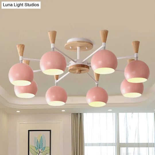 Kindergarten Metal Hanging Chandelier - Pastel Circle Design 8 Bulbs Included