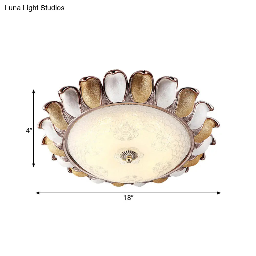 Korea Country Gold Flower Bedroom Led Flush Mount Lamp