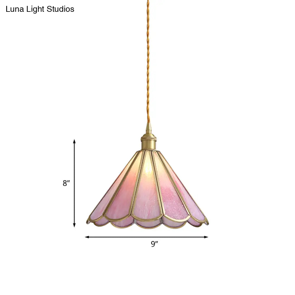 Korean Garden Flowerbud/Scalloped/Asteroidea Pink Glass Pendant Light - Stunning Head Suspension