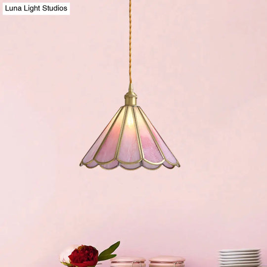 Korean Garden Flowerbud/Scalloped/Asteroidea Pink Glass Pendant Light - Stunning Head Suspension