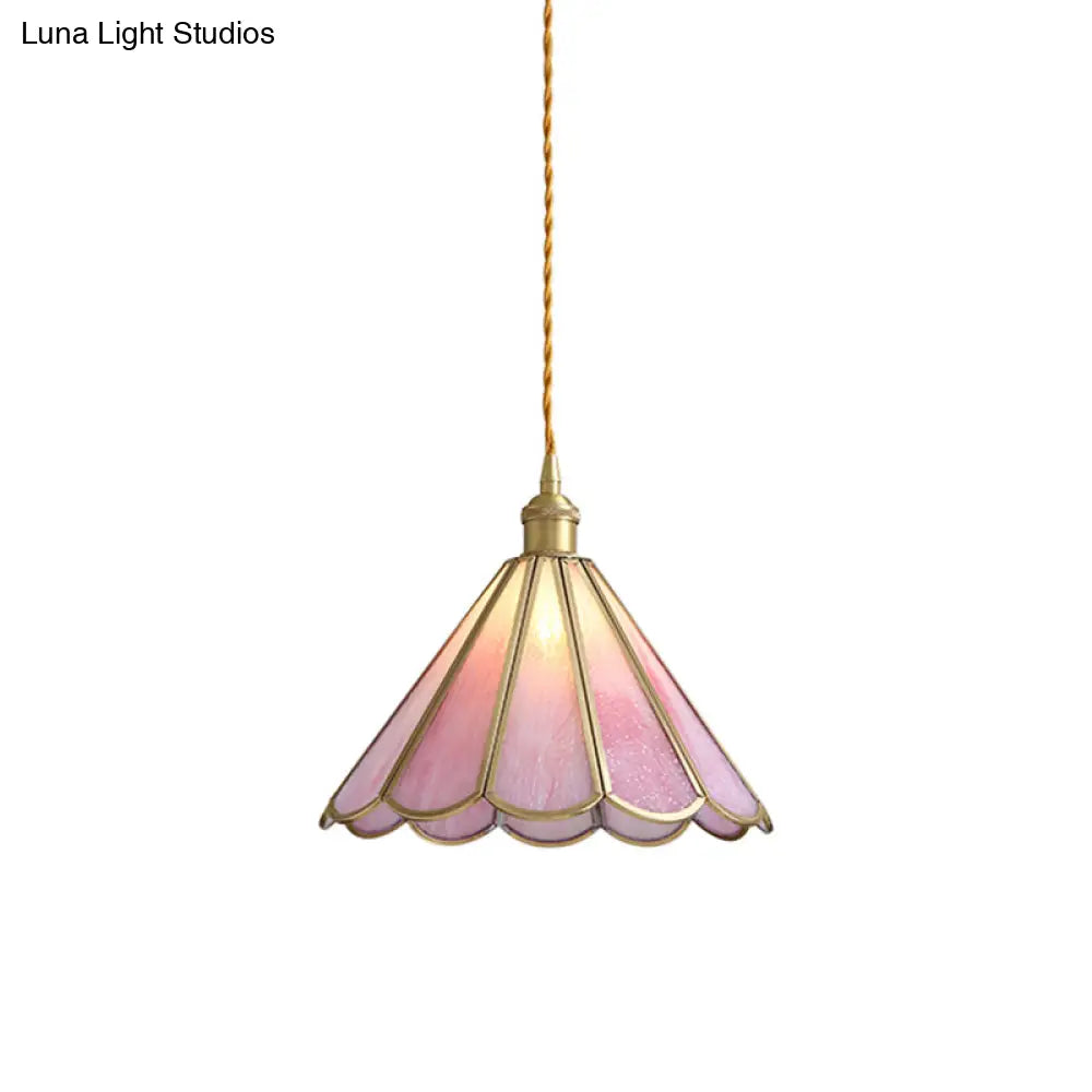 Korean Garden Flowerbud/Scalloped/Asteroidea Pink Glass Pendant Light - Stunning Head Suspension