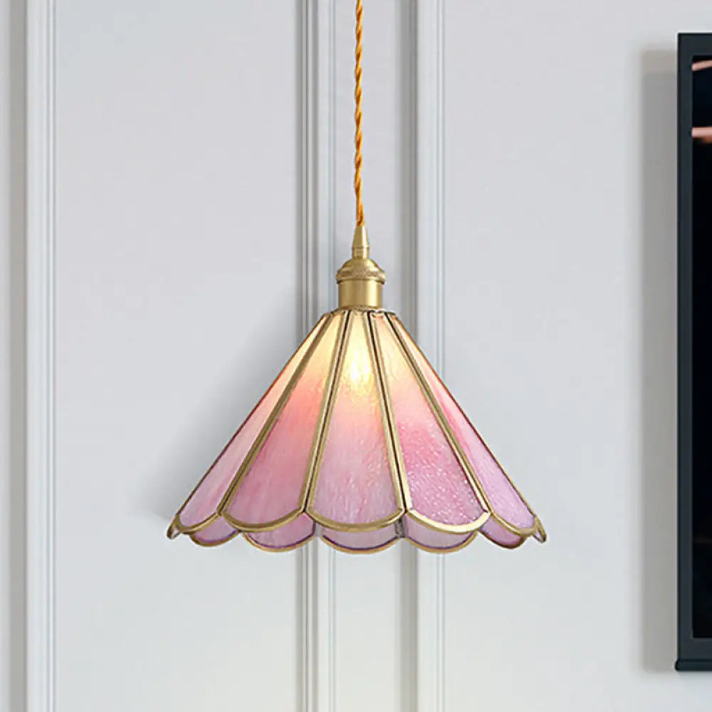 Korean Garden Flowerbud/Scalloped/Asteroidea Pink Glass Pendant Light - Stunning Head Suspension