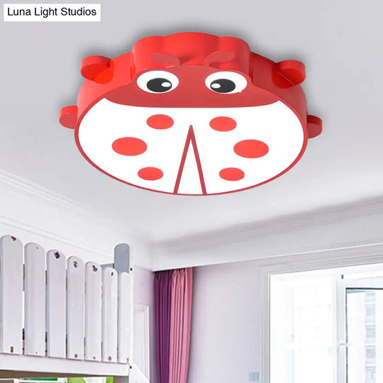 Ladybug Cartoon Ceiling Light: Acrylic & Metal Mount For Kindergarten