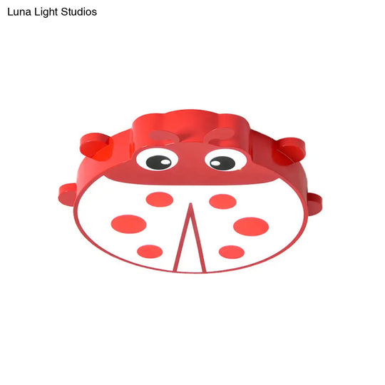 Ladybug Cartoon Ceiling Light: Acrylic & Metal Mount For Kindergarten