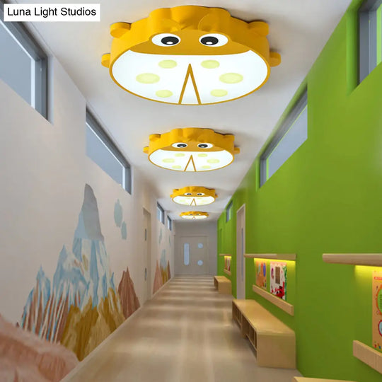 Ladybug Cartoon Ceiling Light: Acrylic & Metal Mount For Kindergarten Yellow