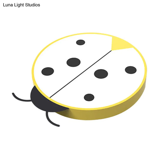 Ladybug Cartoon Led Flush Mount Light Fixture - Fun Acrylic Red/Yellow Flushmount Lighting For