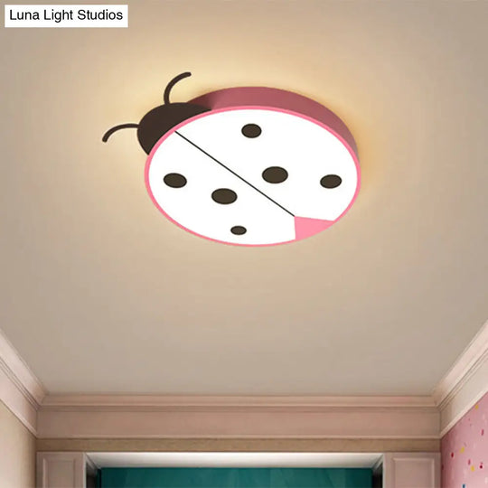 Ladybug Cartoon Led Flush Mount Light Fixture - Fun Acrylic Red/Yellow Flushmount Lighting For