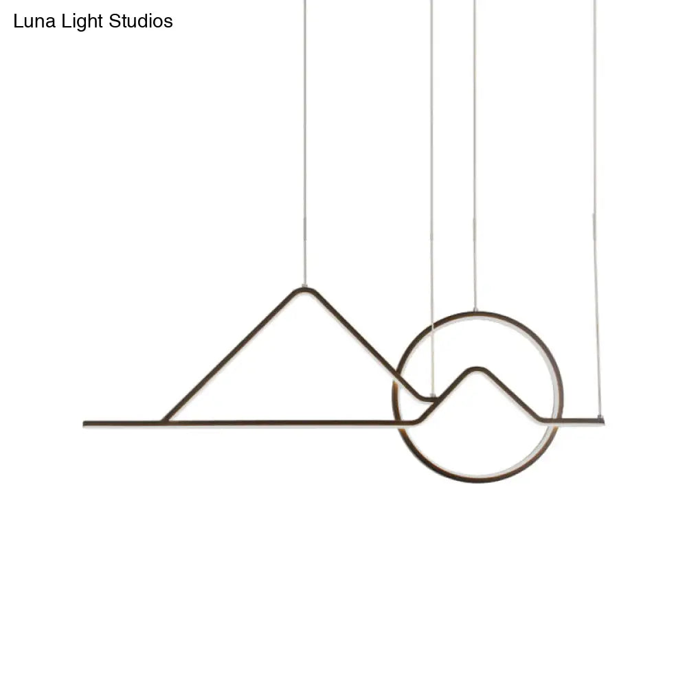 Minimalist Metal Pendant Light In Landscape Line Art Design - Black/Gold Led Hanging Lamp