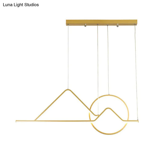 Landscape Line Art Pendant Light: Minimalist Metal Black/Gold Led Hanging Lamp In Warm/White Light