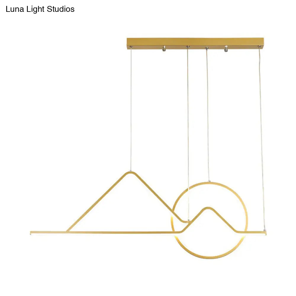 Minimalist Metal Pendant Light In Landscape Line Art Design - Black/Gold Led Hanging Lamp