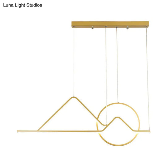 Minimalist Metal Pendant Light In Landscape Line Art Design - Black/Gold Led Hanging Lamp