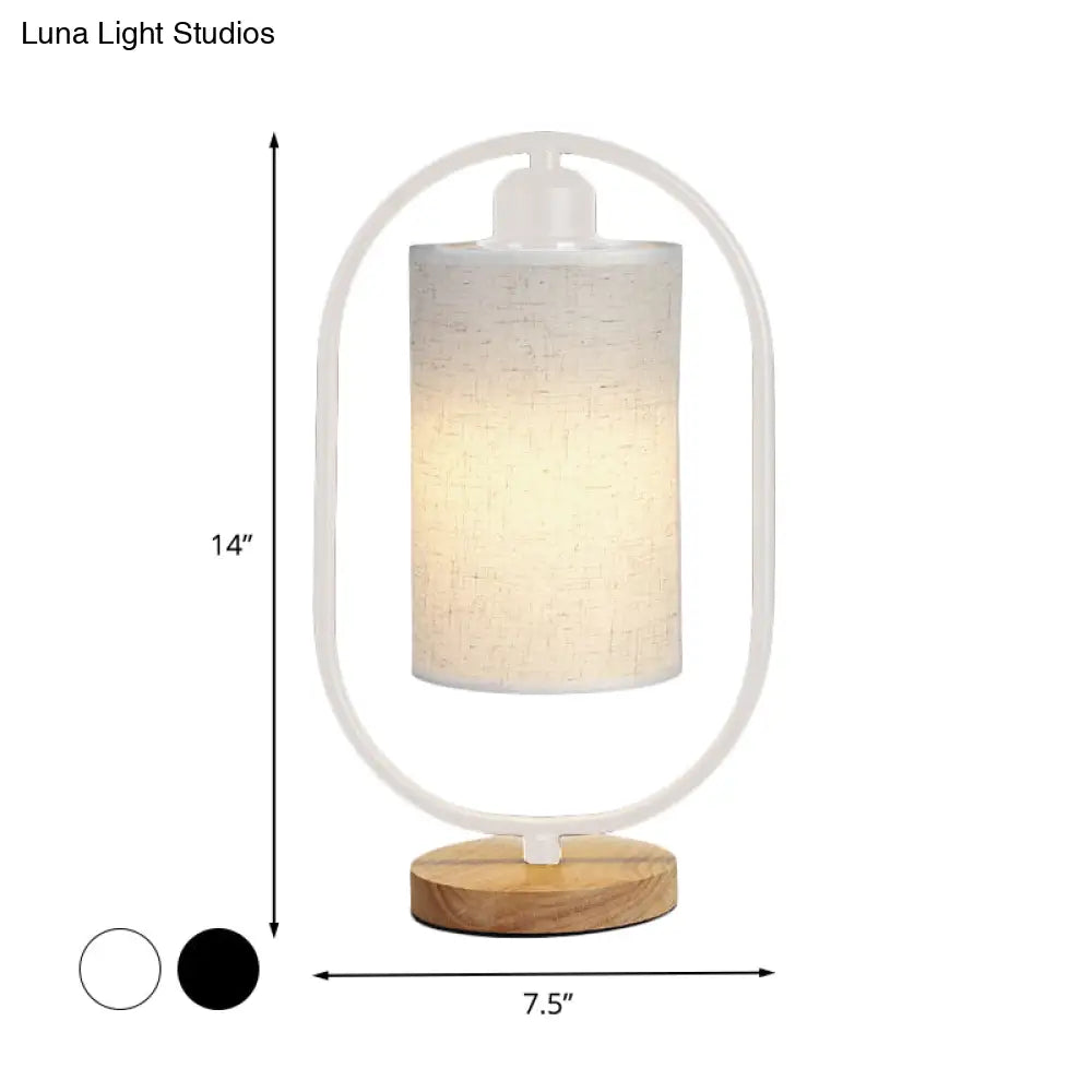 Lara - Modern Column Plug In Nightstand Lighting Fabric 1-Light Bedside Table Light With