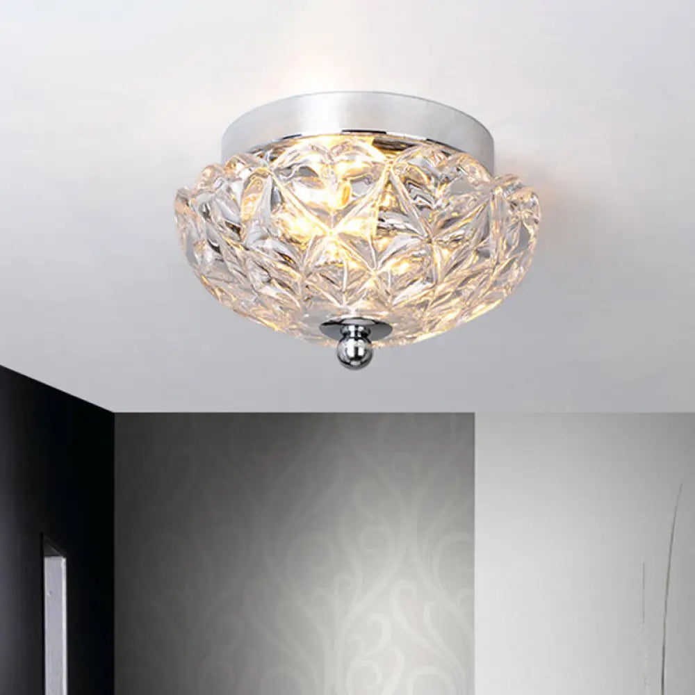 Lattice Crystal Scalloped Mini Flushmount Ceiling Light - Simple 2 - Head Loft House In Chrome