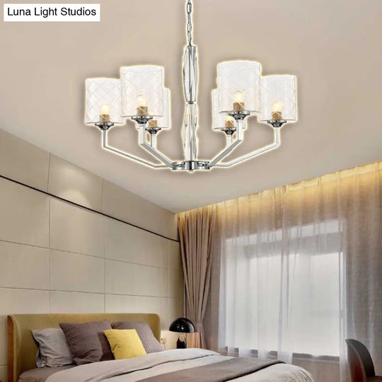 Sleek Glass Up Chandelier 6/8-Light Ceiling Lighting Fixture In Chrome 6 /