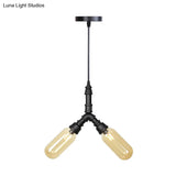 Laura - Antiqued 2/3/5 Heads Metal Hanging Light Black Finish Sputnik Pipe Bar Chandelier With