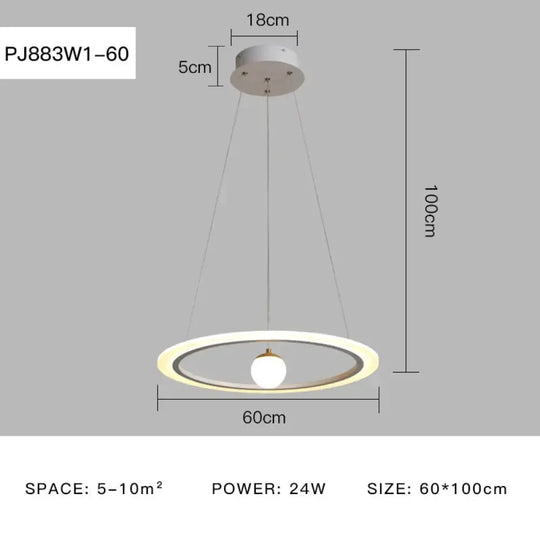 Laya - Minimalist Led Ring Pendant Light Pj883W1-60 / Ac80-265V Brightness Dimmable