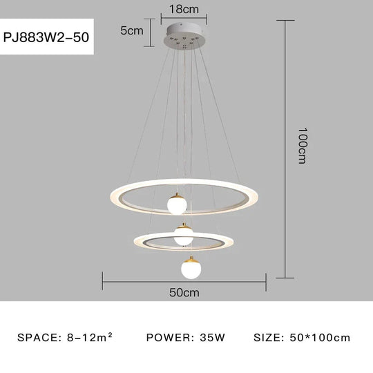 Laya - Minimalist Led Ring Pendant Light Pj883W2-50 / Ac80-265V Brightness Dimmable