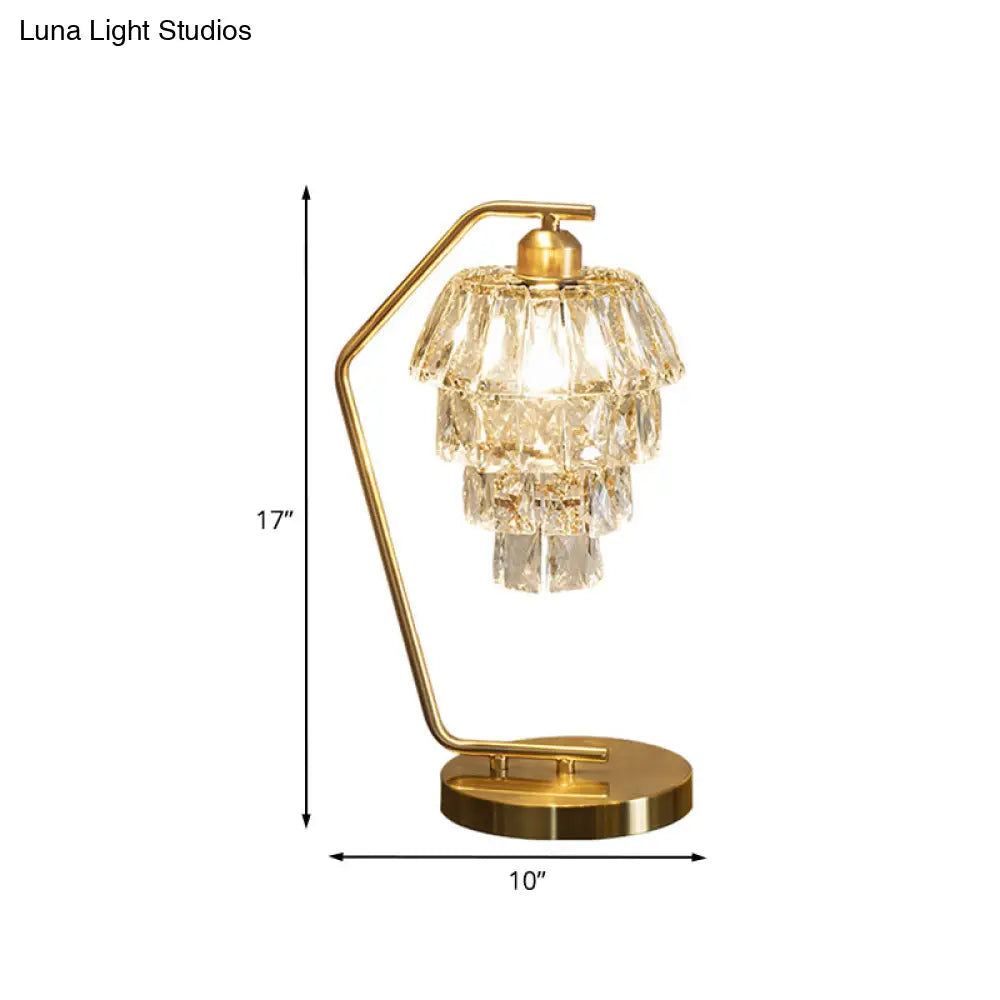 Layla - Crystal Night Lamp Contemporary Brass Finish Nightstand Light