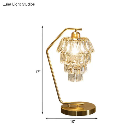 Layla - Crystal Night Lamp Contemporary Brass Finish Nightstand Light