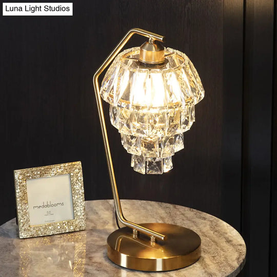 Layla - Crystal Night Lamp Contemporary Brass Finish Nightstand Light