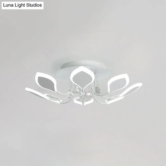 Leaf Acrylic Shade Sputnik Flush Mount Ceiling Light - Modern 8/10/12 Lights White/Black Bedroom