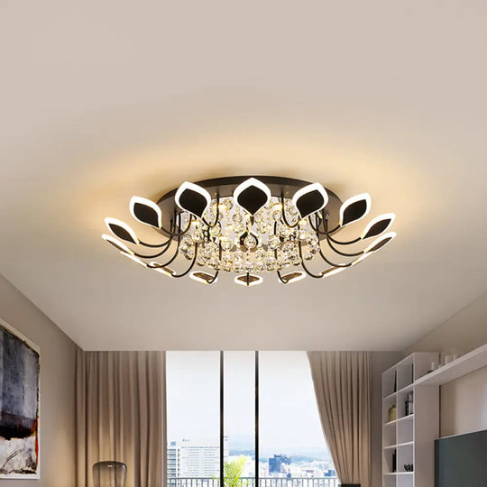 Leaf Acrylic Shade Sputnik Flush Mount Ceiling Light - Modern 8/10/12 Lights White/Black Bedroom