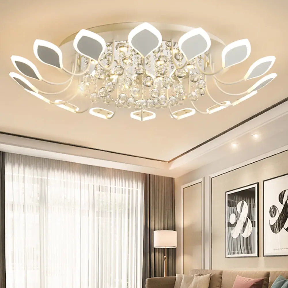 Leaf Acrylic Shade Sputnik Flush Mount Ceiling Light - Modern 8/10/12 Lights White/Black Bedroom